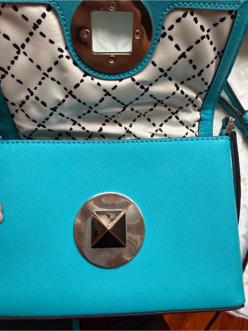 Kate Spade Teal Crossbody Shoulder Bag with Gold Clasp - Picture 5 of 13